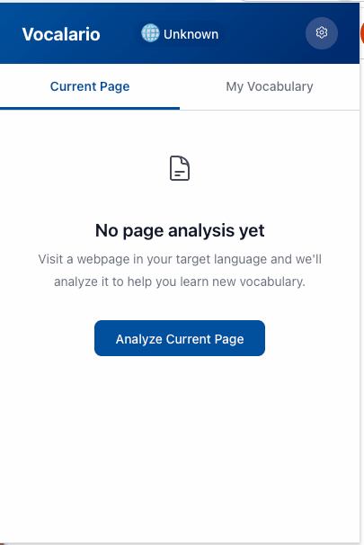 Page ready for vocabulary analysis