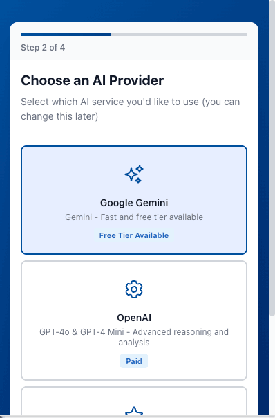 Choose your AI provider